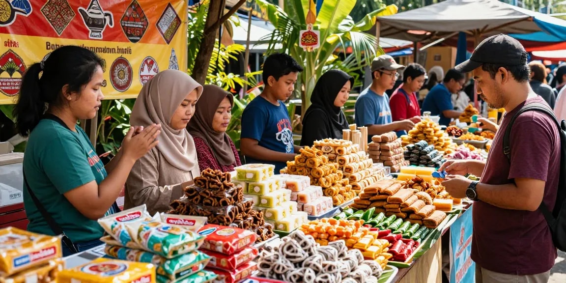 rokok88 showcases vibrant Indonesian snacks in a lively market scene.