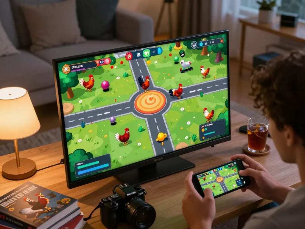 Gioca a Chicken Road recensioni in un vivace setup di gioco domestico con immagini coinvolgenti e strategie ponderate.