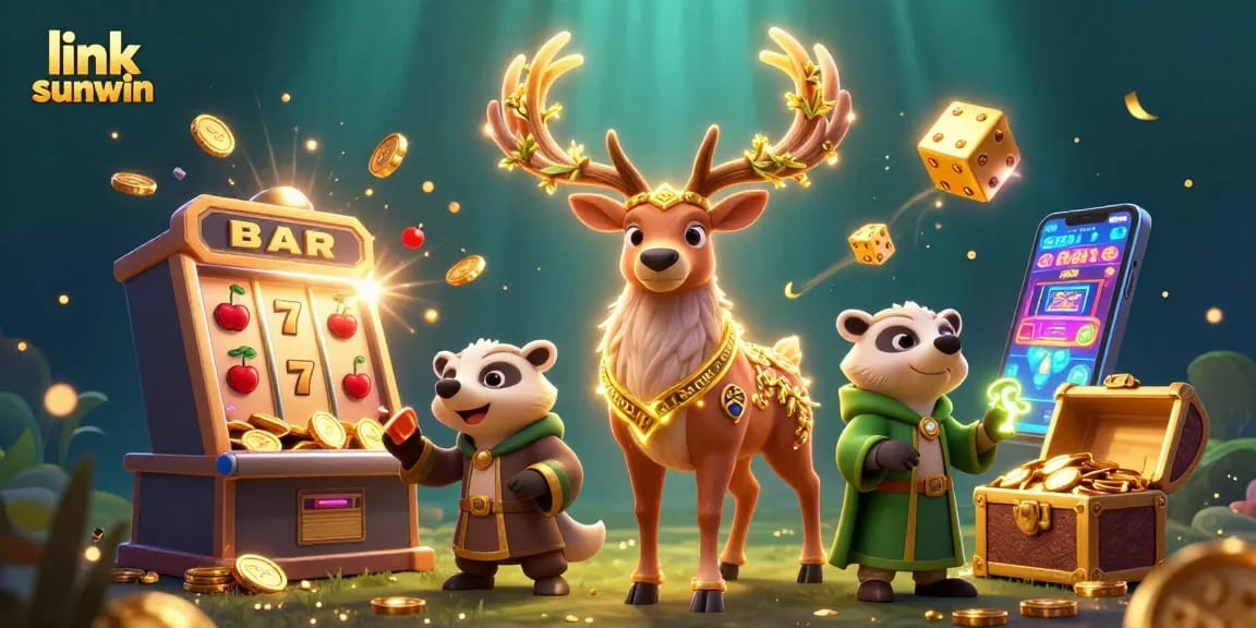 Spin the reels with thrilling excitement at link sunwin, featuring vibrant jackpot symbol explosions and charming characters.