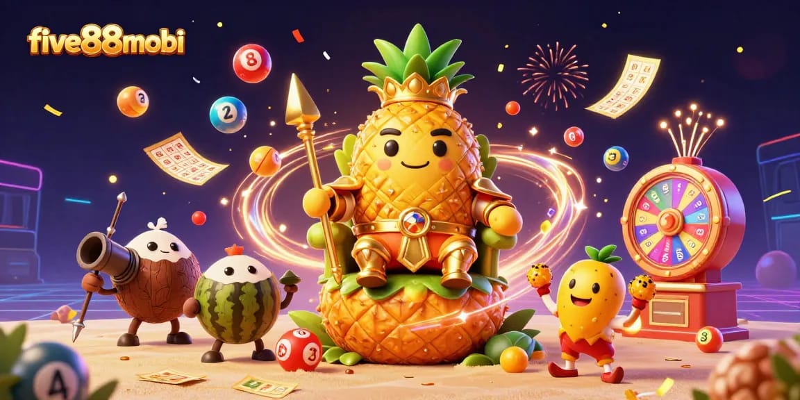 Experience excitement at five88mobi with vibrant themed characters in this lively casino illustration.