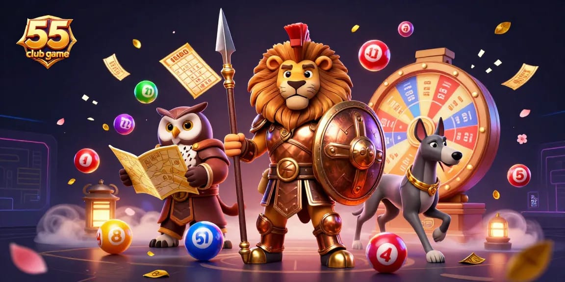 Experience the thrill of the 55 club game with dynamic lottery elements and engaging characters.