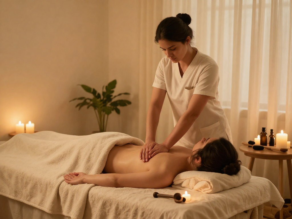 Enjoying a luxurious 성남출장마사지 in a serene home environment with professional care.