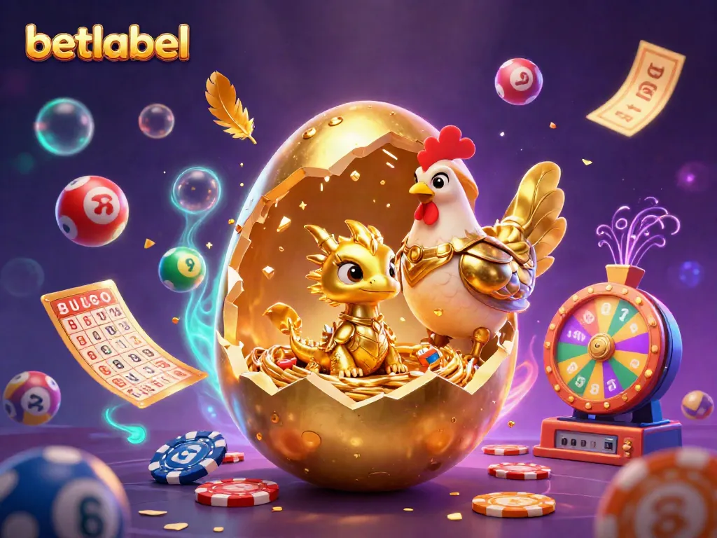 Engaging scene with betlabel featuring golden dragon and poker chips, colorful lottery elements for players