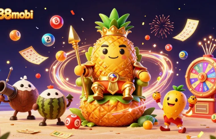 Experience excitement at five88mobi with vibrant themed characters in this lively casino illustration.
