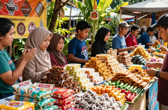 rokok88 showcases vibrant Indonesian snacks in a lively market scene.