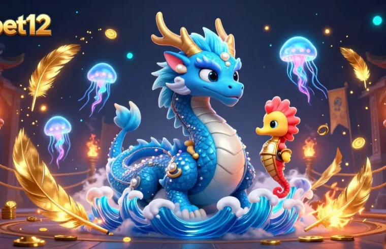 Engage the thrill of gaming at oxbet12 with a vibrant dragon and knight in a lively casino scene.